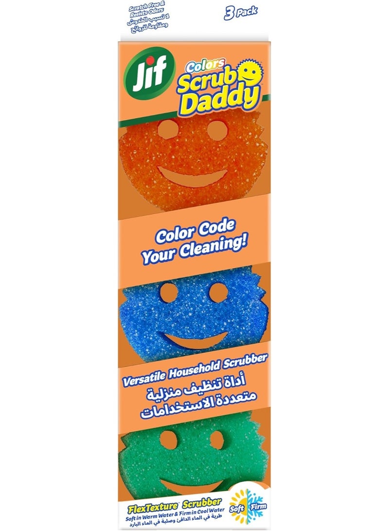 Scrub Daddy Sponge Scrubber, Scratch-Free Sponges For Dishes And Home, Odor Resistant, Soft In Warm Water, Firm Cold, Deep Cleaning, Dishwasher Safe, Multi-Use, Functional, Ergonomic, 3 Pieces